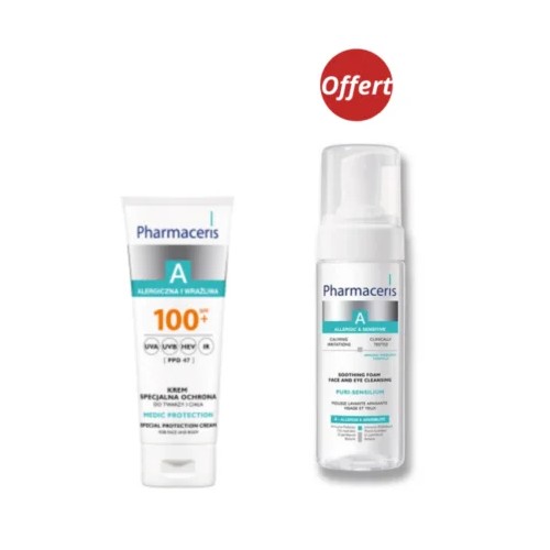 PHARMACERIS A ALLERGIC ET SENSITIVE ECRAN MEDIC PROTECTION SPF100 75ML + MOUSSE