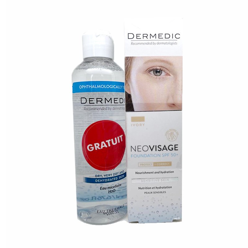 DERMEDIC NEOVISAGE ECRAN TEINTE IVORY SPF 50+ 30ML + EAU MICELLAIRE 200ML