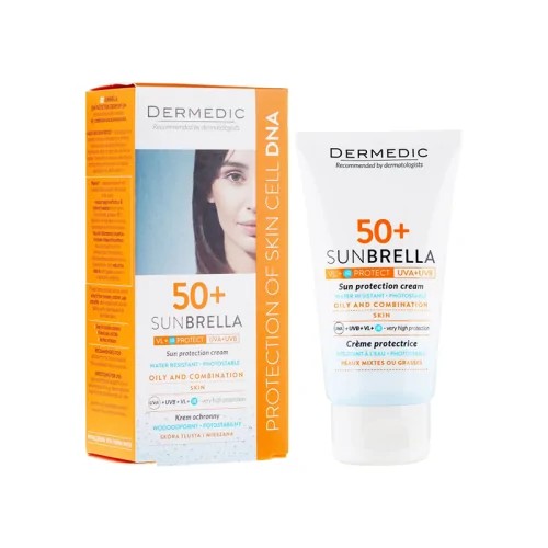 DERMEDIC SUNBRELLA ECRAN INVISIBLE PEAUX MIXTES A GRASSES SPF 50+ 50ML + EAU MICELLAIRE 200ML