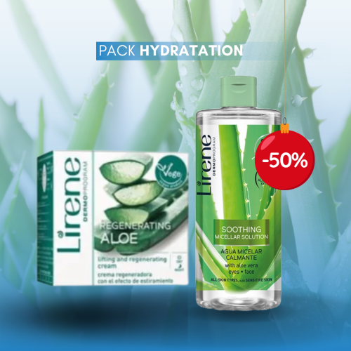 LIRENE CREME ALOE VERA 50ML+( EAU MICELLAIRE 400ML -50%)