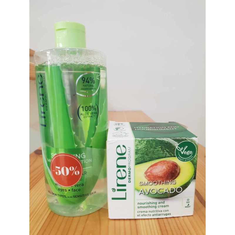 LIRENE CREME A L'AVOCAT NOURRISSANTE LISSANTE 50ML+(EAU MICELLAIRE 400ML -50%)