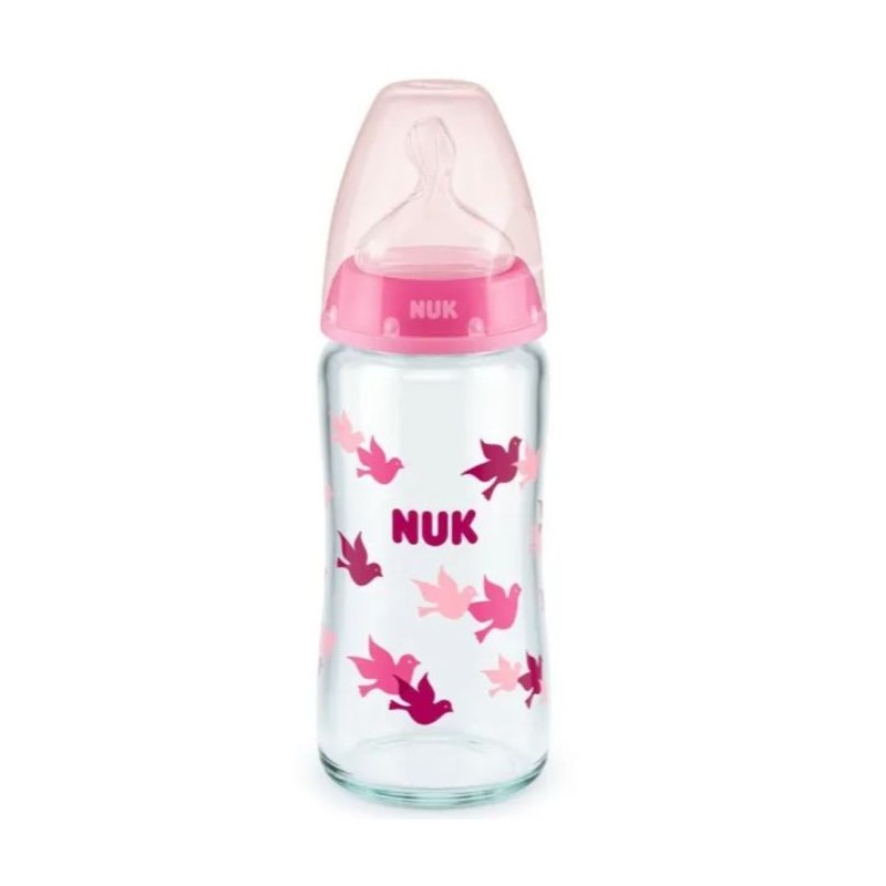 NUK BIBERON EN VERRE FIRST CHOICE+ 0-6 MOIS ROSE 240ML