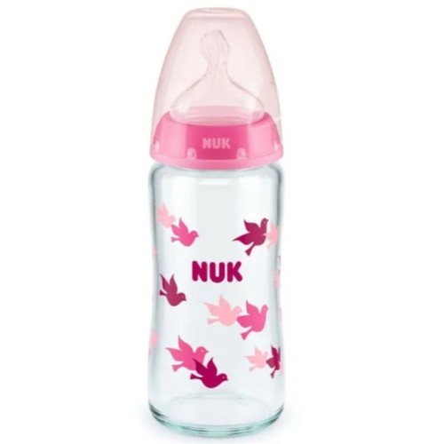 NUK BIBERON EN VERRE FIRST CHOICE+ 0-6 MOIS ROSE 240ML