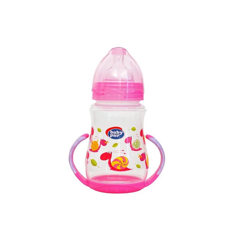 BABY PUR BIBERON PASTEL COL LARGE AVEC ANSES 240ML NWN 024