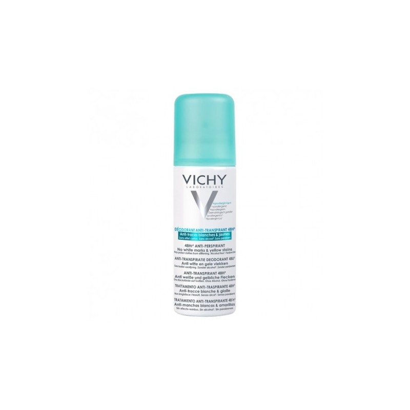 VICHY DEODORANT ANTI-TRANSPIRANT 48H ANTI-TRACES BLANCHES ET JAUNES 125ML