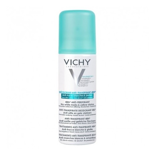 VICHY DEODORANT ANTI-TRANSPIRANT 48H ANTI-TRACES BLANCHES ET JAUNES 125ML