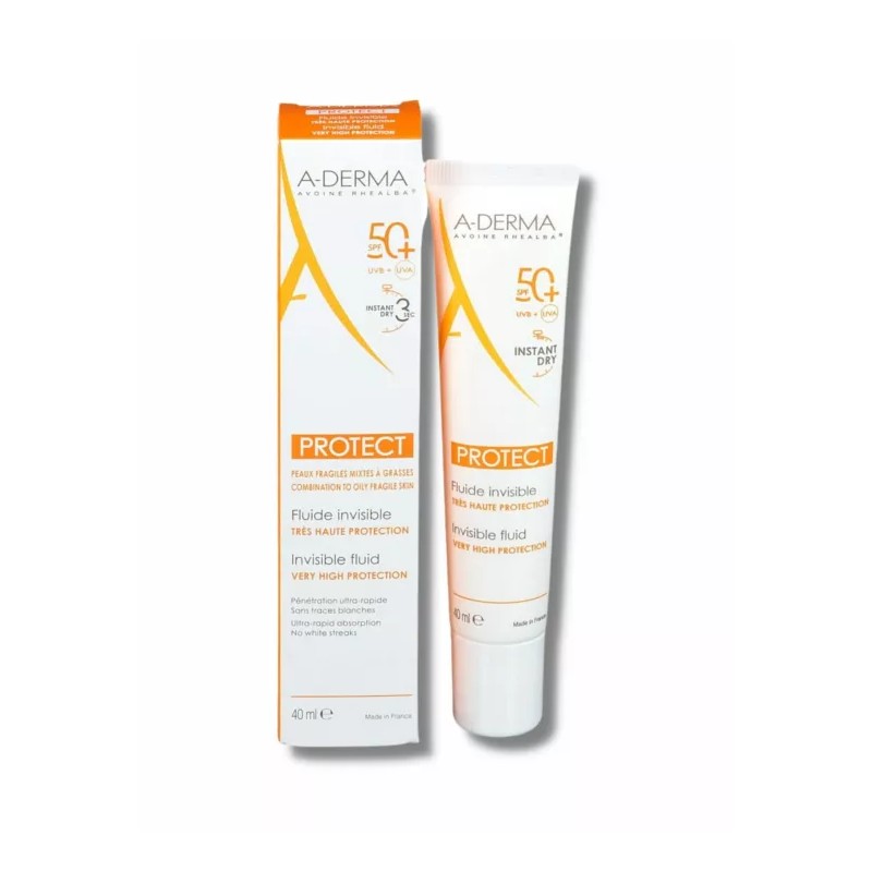 A-DERMA ECRAN FLUIDE INVISIBLE SPF50+ 40ML