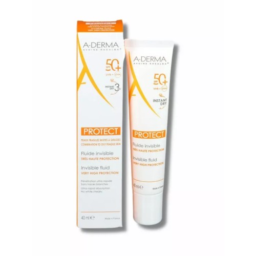 A-DERMA ECRAN FLUIDE INVISIBLE SPF50+ 40ML