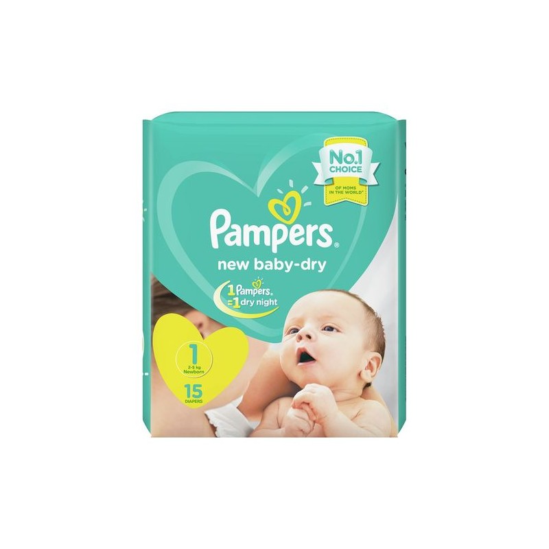 PAMPERS COUCHE T1 2-5 KG BOITE DE 15