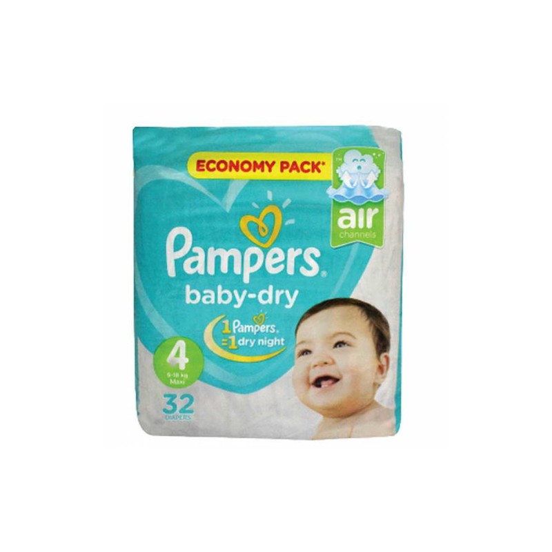 PAMPERS COUCHE T4 9-18KG MAXI BOITE DE 32