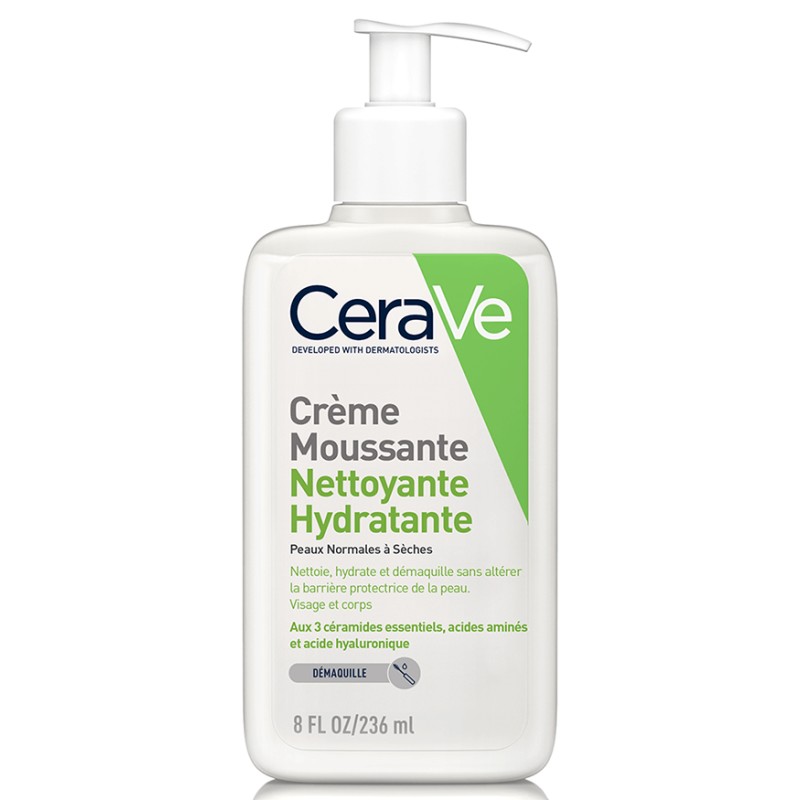 CERAVE CREME MOUSSANTE NETTOYANTE HYDRATANTE peaux normales à seches 236ML