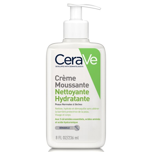 CERAVE CREME MOUSSANTE NETTOYANTE HYDRATANTE peaux normales à seches 236ML