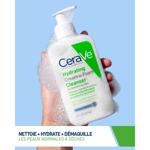 CERAVE CREME MOUSSANTE NETTOYANTE HYDRATANTE peaux normales à seches 236ML