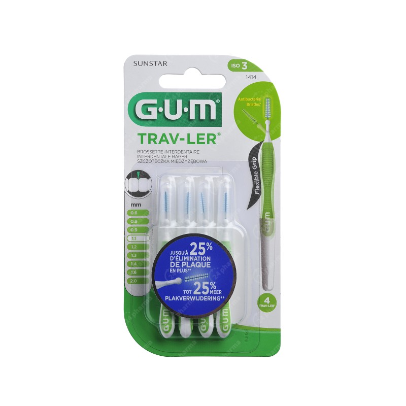 GUM BROSSETTE INTERDENTAIRE TRAV LER 4 PIECES 1414