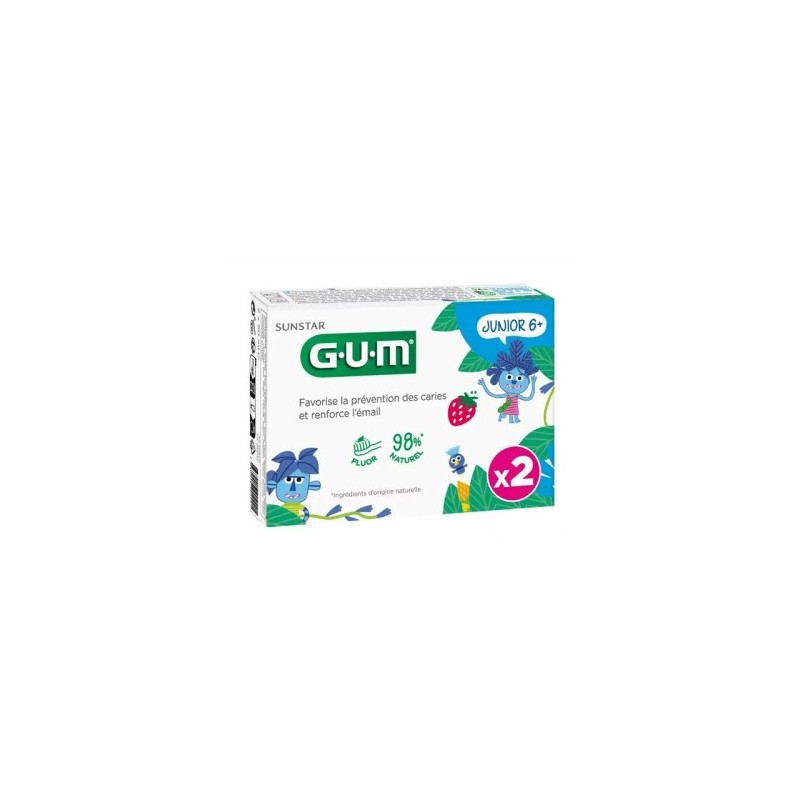 GUM DENTIFRICE PACK DE 2 JUNIOR 6 ANS+ GOUT FRAISE