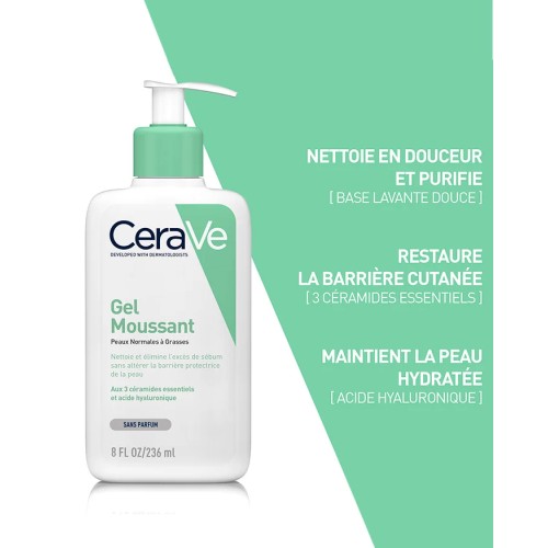 CERAVE GEL MOUSSANT PEAUX NORMALES A GRASSES 236 ML