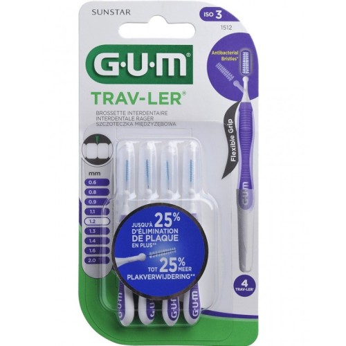 GUM BROSSETTE INTERDENTAIRE TRAV-LER EXTRA FINE 1.2MM 1512