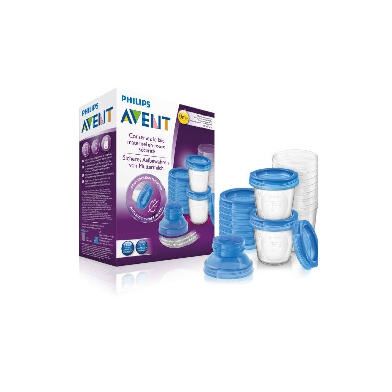 PHILIPS AVENT 10 POTS DE CONSERVATION DU LAIT MATERNEL 180ML 0M+