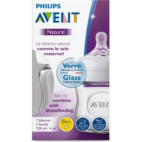 PHILIPS AVENT BIBERON NATUREL EN VERRE 0MOIS+ 120ML