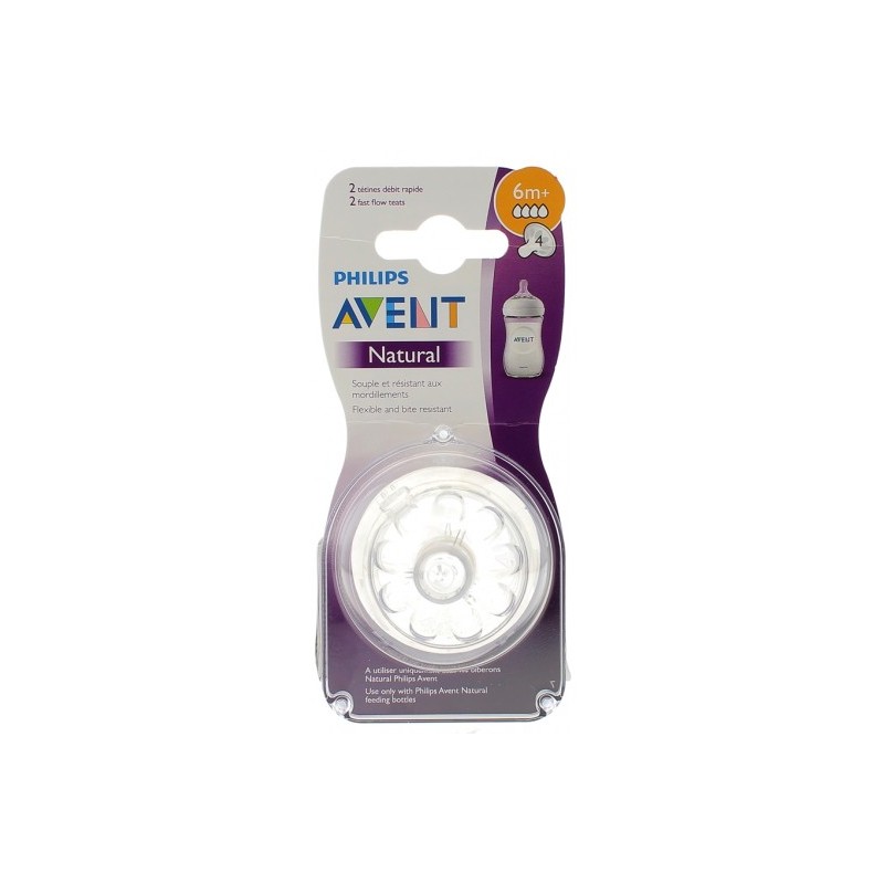 PHILIPS AVENT TETINE NATUREL 6MOIS+ DEBIT 4 2 PIECES