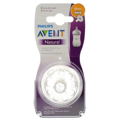 PHILIPS AVENT TETINE NATUREL 6MOIS+ DEBIT 4 2 PIECES