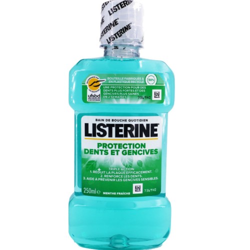 LISTERINE BAIN DE BOUCHE PROTECTION DENTS ET GENCIVES MENTHE FRAICHE 250ML