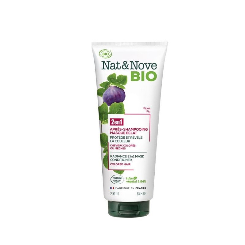 NAT&NOVE BIO 2EN1 APRES SHAMPOOING MASQUE ECLAT CHEVEUX COLORES OU MECHES 200ML