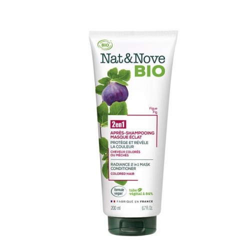 NAT&NOVE BIO 2EN1 APRES SHAMPOOING MASQUE ECLAT CHEVEUX COLORES OU MECHES 200ML