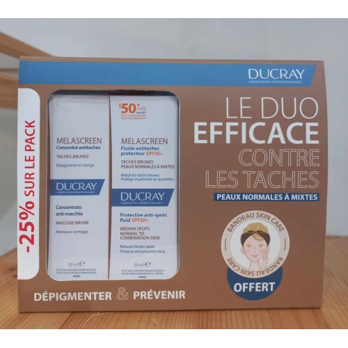 DUCRAY COFFRET (CONCENTRE 30ML+MELASKREEN SPF50+ 50ML + BANDEAU ) PEAUX NORMALES A MIXTES