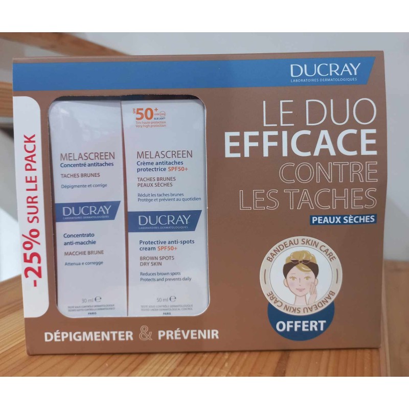 DUCRAY COFFRET (CONCENTRE 30ML+MELASKREEN SPF50+ 50ML + BANDEAU ) PEAUX SECHES