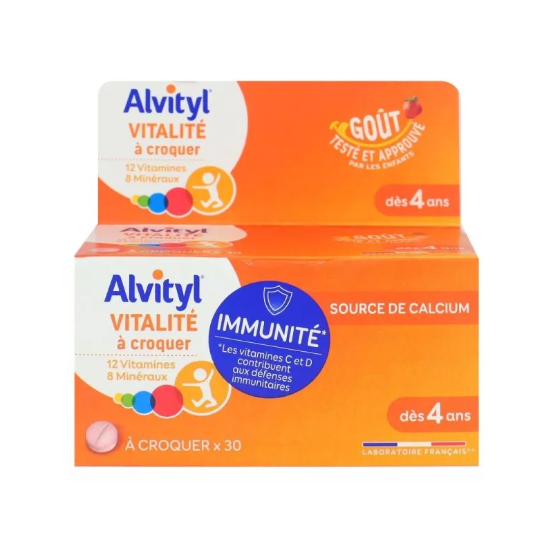 ALVITYL VITALITE A CROQUER DES 4 ANS BOITE DE 30 COMPRIMES