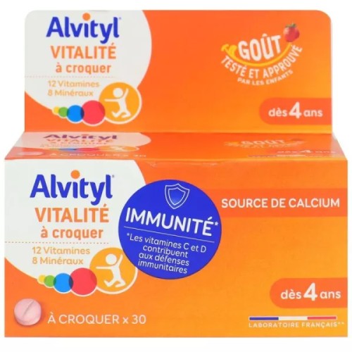 ALVITYL VITALITE A CROQUER DES 4 ANS BOITE DE 30 COMPRIMES