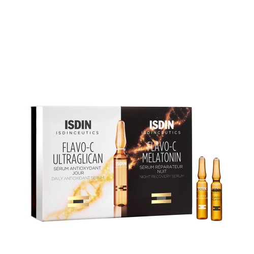 ISDIN FLAVO-C ULTRAGLICAN+MELATONIN SERUM REPARATEUR ANTIOXIDANT 10 AMPOULES JOUR + 10 AMPOULES NUIT DE 2 ML