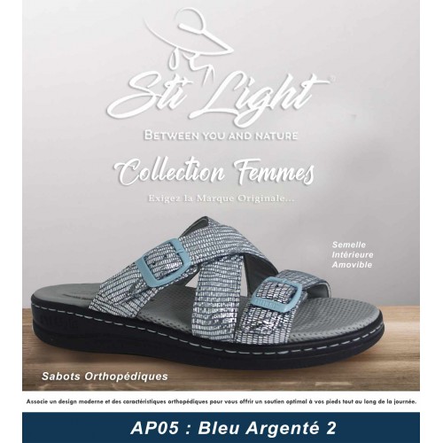 STI CLAQUETTE FEMME BLEU ARGENTE AP05 P41