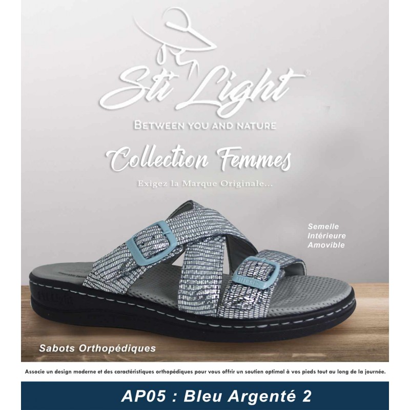 STI CLAQUETTE FEMME BLEU ARGENTE AP05 P38