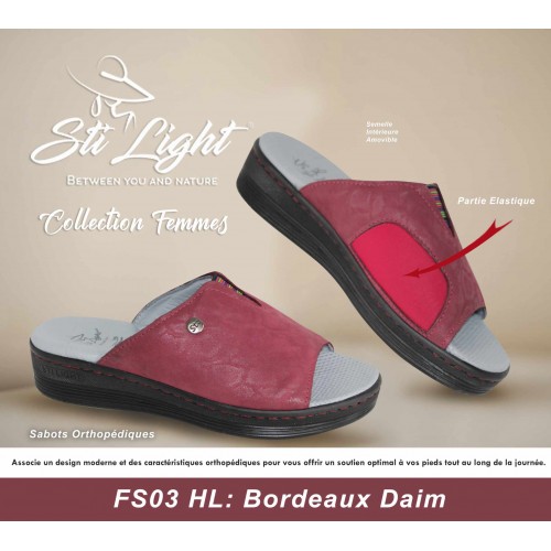 STI CLAQUETTE FEMME ROUGE BORDEAU FS03HL P38