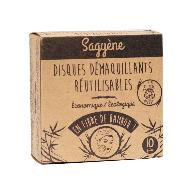 SAGYENE DISQUES DEMAQUILLANTS REUTILISABLES BOITE DE 10 PIECES