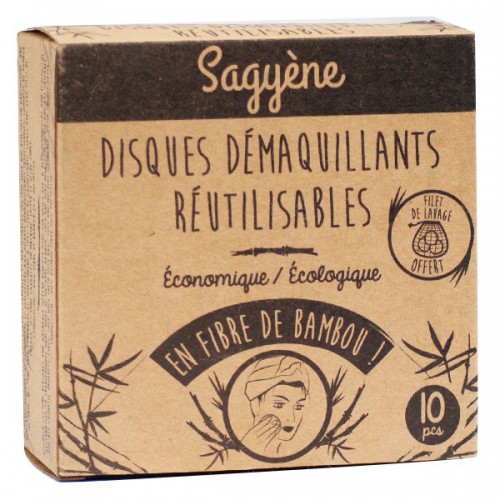 SAGYENE DISQUES DEMAQUILLANTS REUTILISABLES BOITE DE 10 PIECES