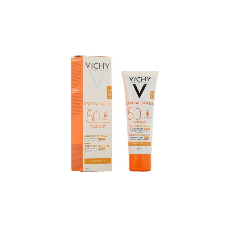 VICHY CAPITAL SOLEIL ECRAN ANTI TACHE TEINTE 3EN1 SPF 50+ 50ML