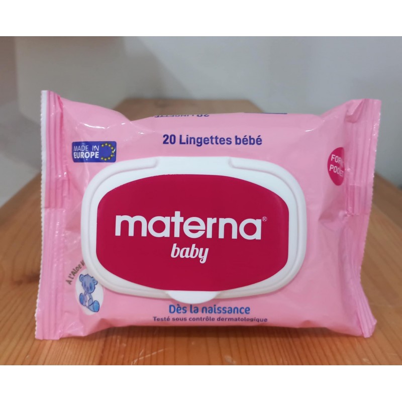 MATERNA LINGETTES FORMAT POCKET ROSE BOITE DE 20