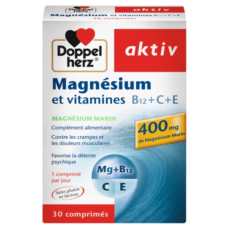 AKTIV MAGNESIUM + vitamines B12-C-E 30 COMPRIMES