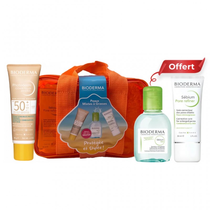 BIODERMA PHOTODERM TROUSSE COVER TOUCH CLAIRE 40ML+ PORE REFINER 30ML+ SEBIUM H2O 100ML GRATUIT