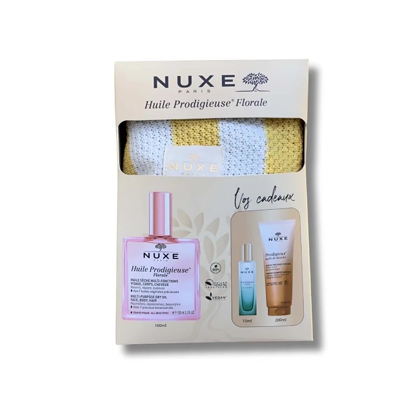 NUXE HUILE PRODIGIEUSE FLORALE 100ML+GEL DOUCHE 200ML+ LE PARFUM NEROLI15ML + SAC OFFERTS