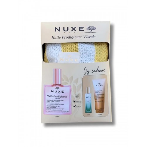 NUXE HUILE PRODIGIEUSE FLORALE 100ML+GEL DOUCHE 200ML+ LE PARFUM NEROLI15ML + SAC OFFERTS