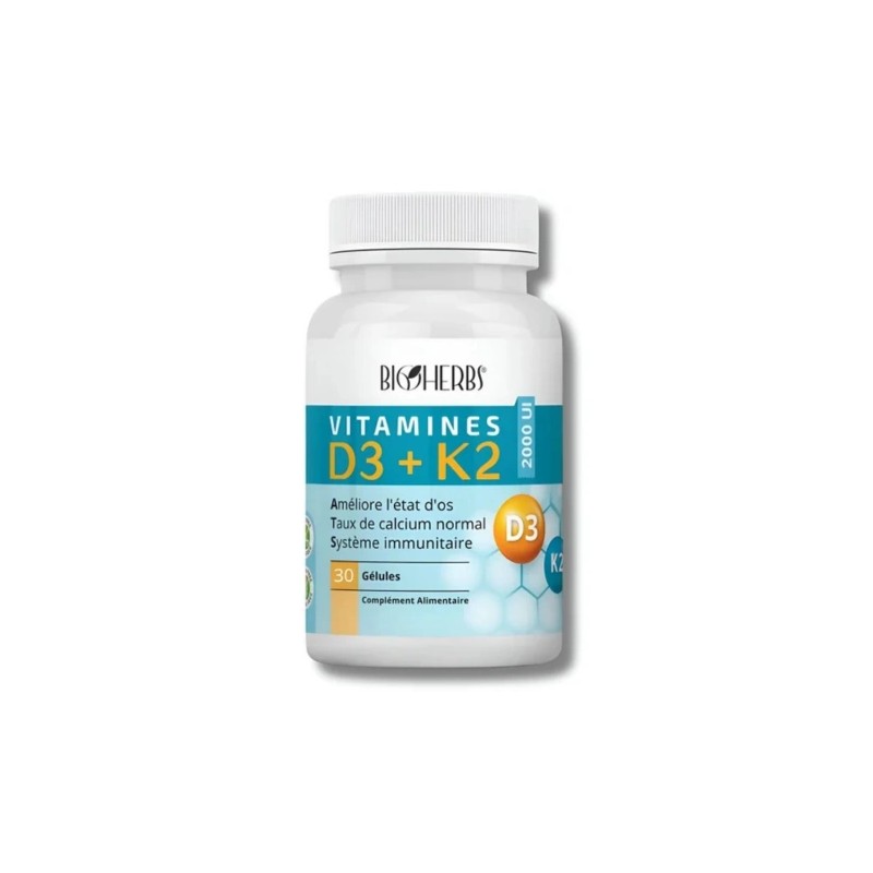 BIOHERBS VITAMINES D3+K2 BOITE DE 30 GELULES