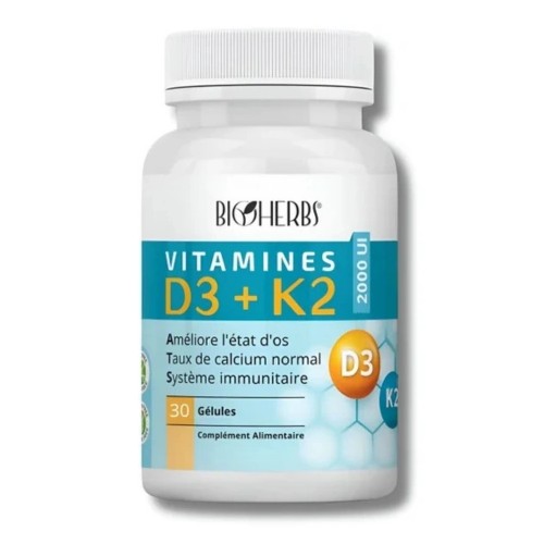 BIOHERBS VITAMINES D3+K2 BOITE DE 30 GELULES