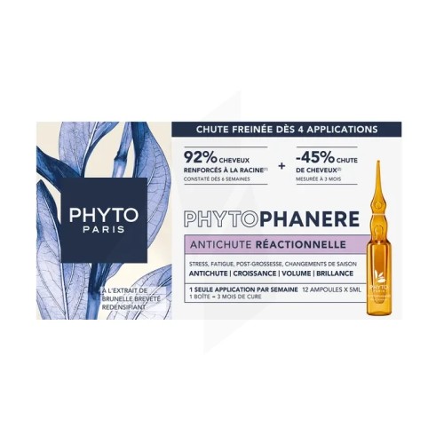 PHYTO PHANERE ANTI CHUTE REACTIONNELLE BOITE DE 12 AMPOULES
